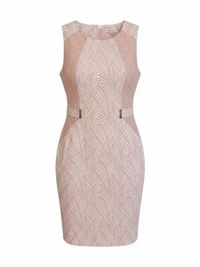 New Calvin Klein Blush Pink Jacquard Sheath Dress Size 6